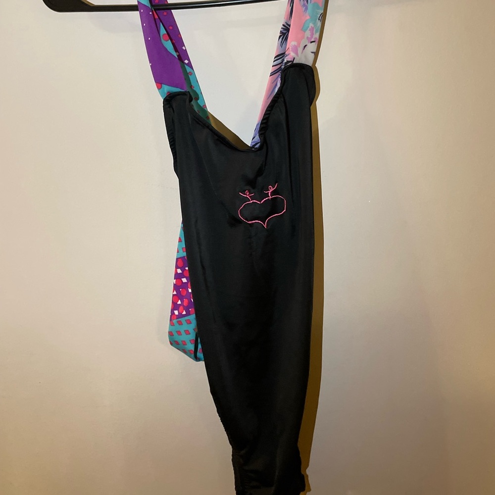 Black leotard with colorful details